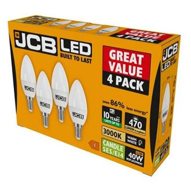 JCB S15146 LED Candle Opal SES E14 6W (40W Warm White 470LM Box of 4
