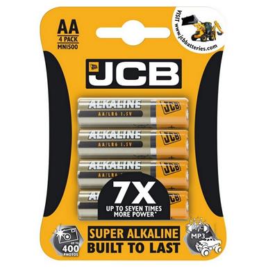 JCB S5332 Super Alkaline Batteries AA (LR6) Card of 4