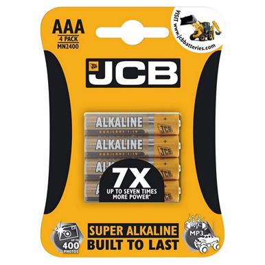 JCB S5337 Super Alkaline Batteries AAA (LR03) Card of 4