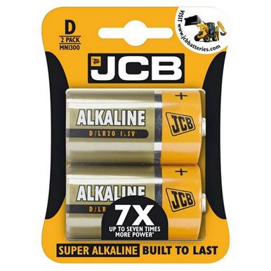 JCB S5340 Super Alkaline Batteries D (LR20) Card of 2
