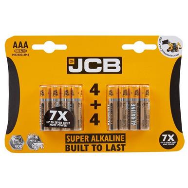 JCB S6589 Super Alkaline Batteries AAA (LR03) Card-4+4 Free