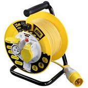 Masterplug 25m Cable Reel 2 Sockets with Thermal Cut Out 110V