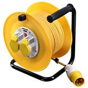 Masterplug 50m Cable Reel 2 Sockets with Thermal Cut Out 110V
