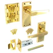 Securit DP7101 Georgian Brass Internal Scroll Latch Handle Door Pack