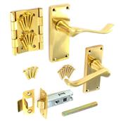 Securit DP7205 Brass Internal Scroll Latch Handle Door Pack
