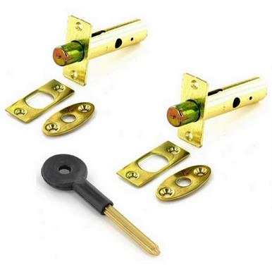 Securit S1082 Security Door Bolt x2 & Key Brass Plated