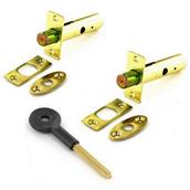 Securit S1082 Security Door Bolt x2 and Key Brass Plated