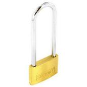 Securit S1159 40mm Brass Padlock with Long Shackle and 3 Keys