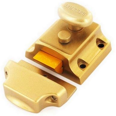 Securit S1741 Narrow Nightlatch Champagne Finish with Brass Cylinder & 3 Keys
