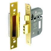 Securit S1791 5 Lever British Standard Sash Lock 64mm with 2 Keys Brass Plated BS3621