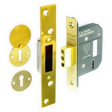 Securit S1794 5 Lever British Standard Dead Lock 63mm with 2 Keys Brass Plated BS3621 * Clearance *