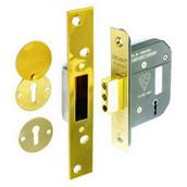Securit S1794 5 Lever British Standard Dead Lock 63mm with 2 Keys Brass Plated BS3621