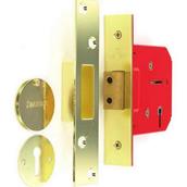 Securit S1806 5 Lever Dead Lock Brass Plated 76mm with 2 Keys