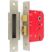 Securit S1808 5 Lever Sash Lock Nickel Plated 76mm with 2 Keys