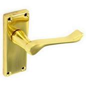 Securit S2205 Victorian Brass Scroll Latch Handles 105mm