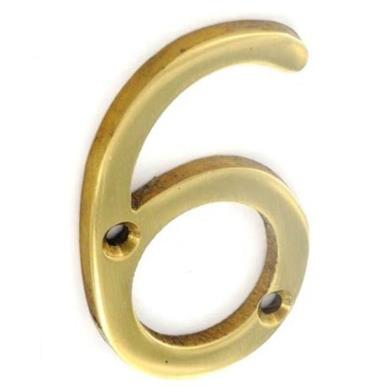 Securit S2486 Brass Numeral No 6 50mm * Discontinued Line *