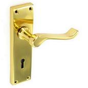 Securit S2840 Premier Brass Scroll Lock Handles 155mm