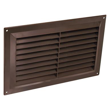 Securit S3268 Plastic Louvre Vent with Fixed Fly Screen Brown 9&quot; x 6&quot;