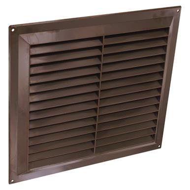 Securit S3269 Plastic Louvre Vent with Fixed Fly Screen Brown 9&quot; x 9&quot;