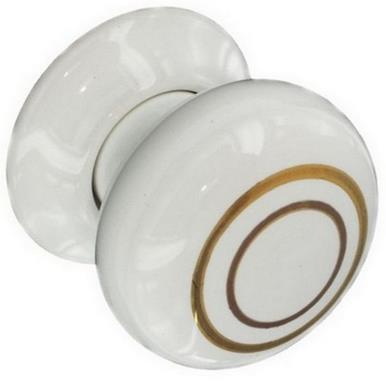 Securit S3281 Ceramic Door Knobs White / Gold Lines 60mm * Clearance *