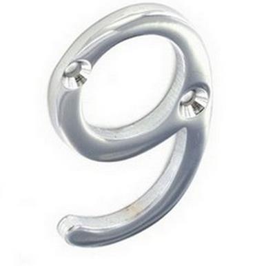 Securit S3809 Chrome Numeral 9 50mm * Discontinued Line *