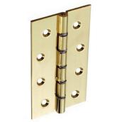 Securit S4105 Polished Double Steel Washered Brass Hinges 100mm
