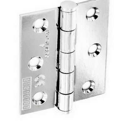 Securit S4262 Grade 7 Steel Hinges Polished Chrome Plated 75mm CE Fire Rated 1 Pair