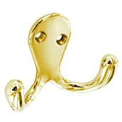 Securit S6109 Double Robe Hook Brass 70mm