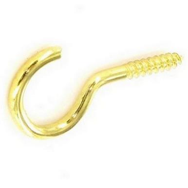 Securit S6317 Unshouldered Cup Hooks Brass 50mm Card of 5