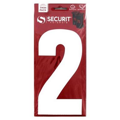 Securit S6912 White &#39;2&#39; Wheelie Bin Number 170mm Self Adhesive (Card of 2)