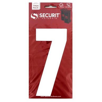 Securit S6917 White &#39;7&#39; Wheelie Bin Number 170mm Self Adhesive (Card of 2)