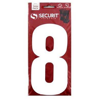 Securit S6918 White &#39;8&#39; Wheelie Bin Number 170mm Self Adhesive (Card of 2)