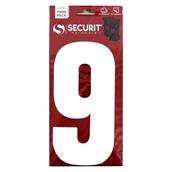 Securit S6919 White '9' Wheelie Bin Number 170mm Self Adhesive (Card of 2)