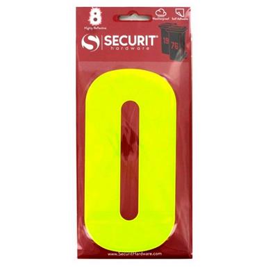 Securit S6920 Wheelie Bin Number 0 Hi Viz Yellow 160mm Self Adhesive (Card of 1)