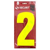 Securit S6922 Wheelie Bin Number 2 Hi Viz Yellow 160mm Self Adhesive (Card of 1)