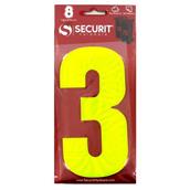Securit S6923 Wheelie Bin Number 3 Hi Viz Yellow 160mm Self Adhesive (Card of 1)