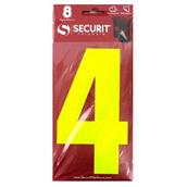 Securit S6924 Wheelie Bin Number 4 Hi Viz Yellow 160mm Self Adhesive (Card of 1)