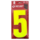 Securit S6925 Wheelie Bin Number 5 Hi Viz Yellow 160mm Self Adhesive (Card of 1)