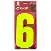 Securit S6926 Wheelie Bin Number 6 Hi Viz Yellow 160mm Self Adhesive (Card of 1)