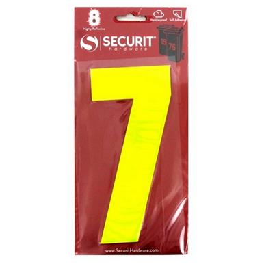 Securit S6927 Wheelie Bin Number 7 Hi Viz Yellow 160mm Self Adhesive (Card of 1)