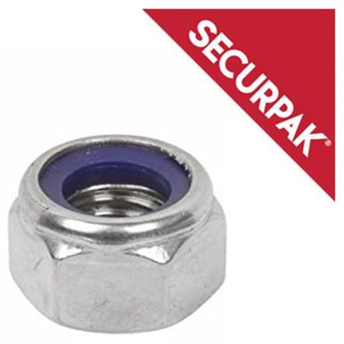 SecurPak SP10464 - Bag/10 Nylon Locking Nut Zinc Plated M10 (8)