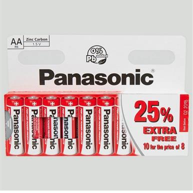 Panasonic S5822 Zinc Batteries AA (R6R) Card of 10