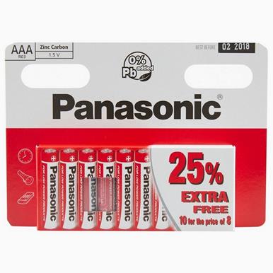 Panasonic S5823 Zinc Batteries AAA (R03R) Card of 10