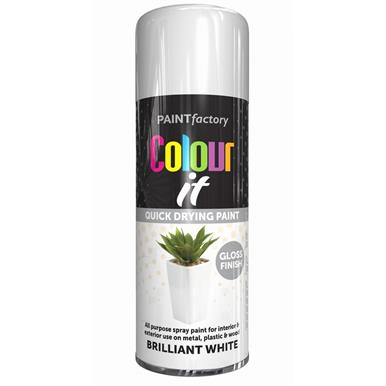 Paint Factory 1735 Colour It Spray Paint Brilliant White Gloss 400ml