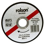 Rolson 24370 115mmx1x22.2mm Cutting Disc For Stainless Steel