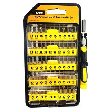 Rolson 28288 Screwdriver & Precision Bit Set 51Pc
