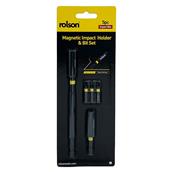 Rolson 30320 Magnetic Impact Holder and 3Pc Bit Set