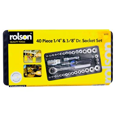 Rolson 36109 Socket Set 40Pc 1/4&quot; & 3/8&quot; Drive