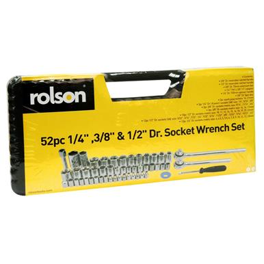 Rolson 36159 Socket Set 52Pc 1/4&quot;, 3/8&quot; & 1/2&quot; Drive