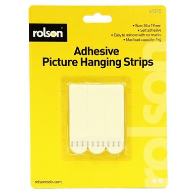 Rolson 61315 Adhesive Picture Hanging Strips 85 x 19mm 6Pc